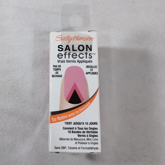 Sally Hansen Salon Effects Real Nail Polish Strips Peel Pink Black V Stripes - Picture 3 of 7